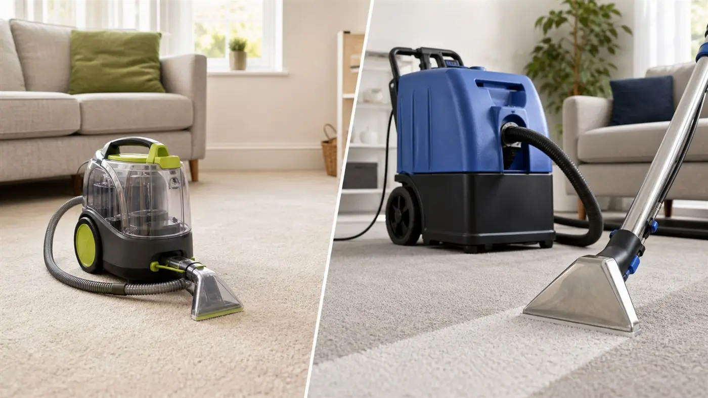 Carpet cleaner rental machine compared with professional carpet cleaning equipment
